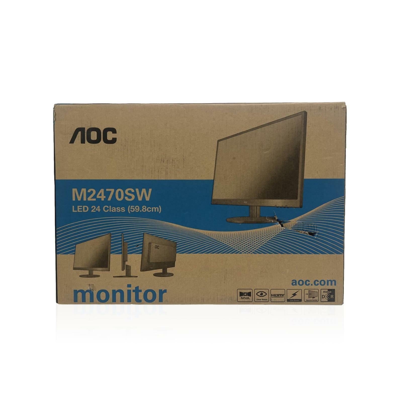 AOC M2470SWH 24" SuperMVA FHD (1080p) Monitor w/ Stand - GRADE A - IT Resale