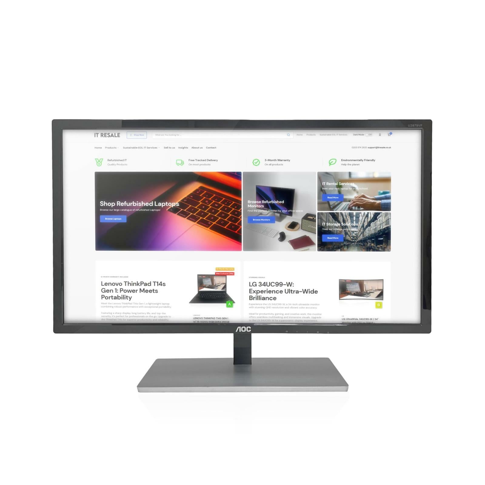 AOC: U2879VF (280LM00004) / 28" TN UHD 4K (2160p) Monitor + Stand - GRADE A - IT Resale