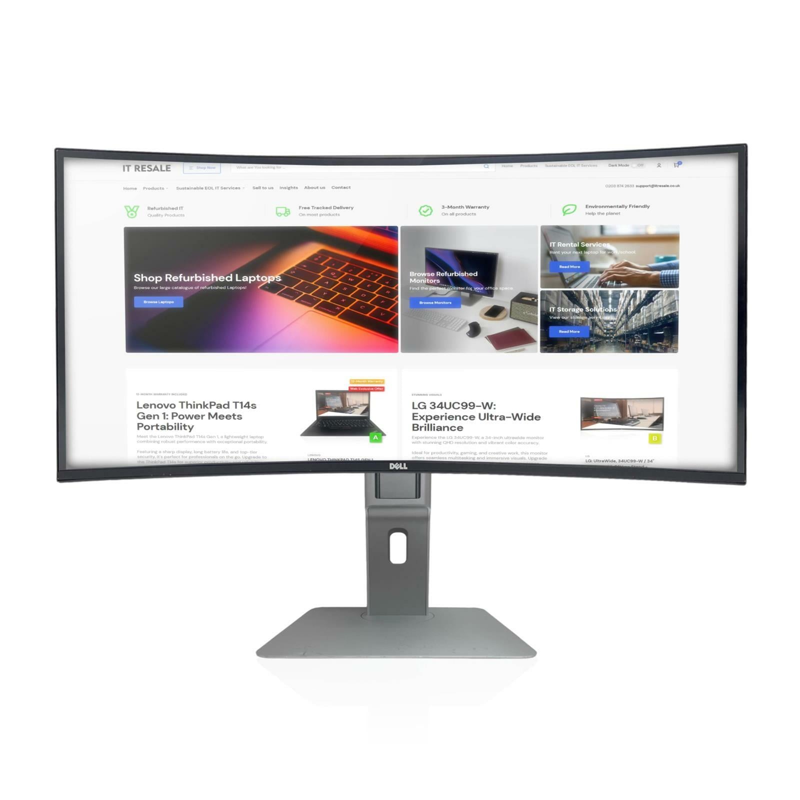 DELL: U3417W / 34" Monitor + Stand - GRADE B - IT Resale